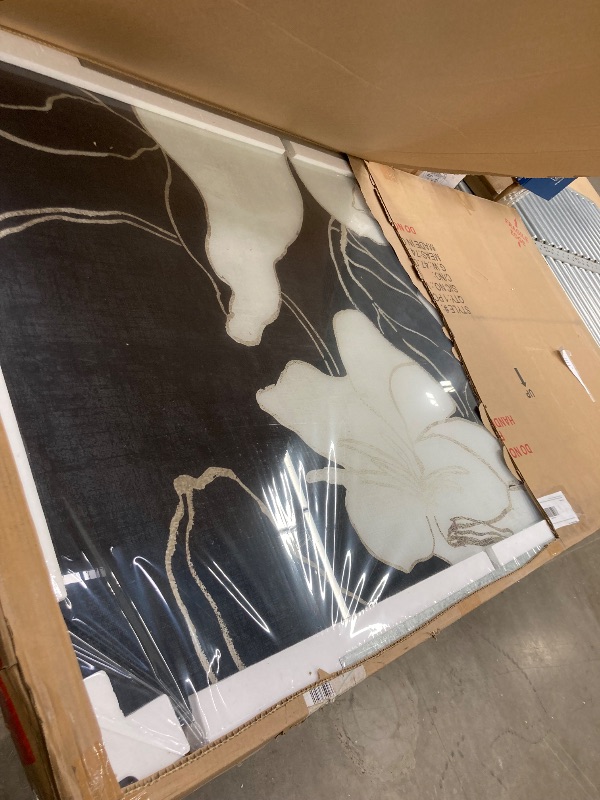 Photo 1 of ****BOX 1 OF 3 ONLY/INCOMPLETE SET***Floral Elegance Trio White Flower Free Floating Reverse Unframed Printed Tempered Art Glass Wall Art 72 in. x 36 in .