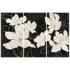 Photo 1 of ****BOX 1 OF 3 ONLY/INCOMPLETE SET***Floral Elegance Trio White Flower Free Floating Reverse Unframed Printed Tempered Art Glass Wall Art 72 in. x 36 in .