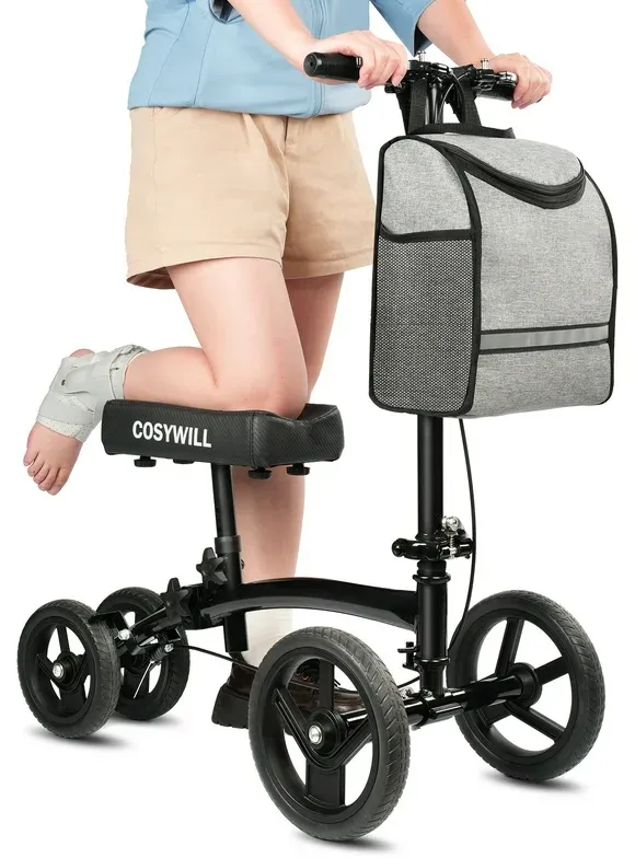 Photo 1 of BodyMed All-Terrain Knee Walker with Dual Brakes and Metal Basket - Collapsible and Adjustable Scooter, Broken Leg Caddy, Alternative to Crutches
