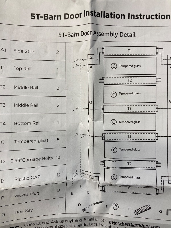 Photo 2 of 5T-Barn Door Furniture Hardware, 32 inch Barn Door with Hardware   ***(EXACT STOCK PHOTO NOT AVAILABLE, OPEN BOX, BOX RIPPED TORNED)***