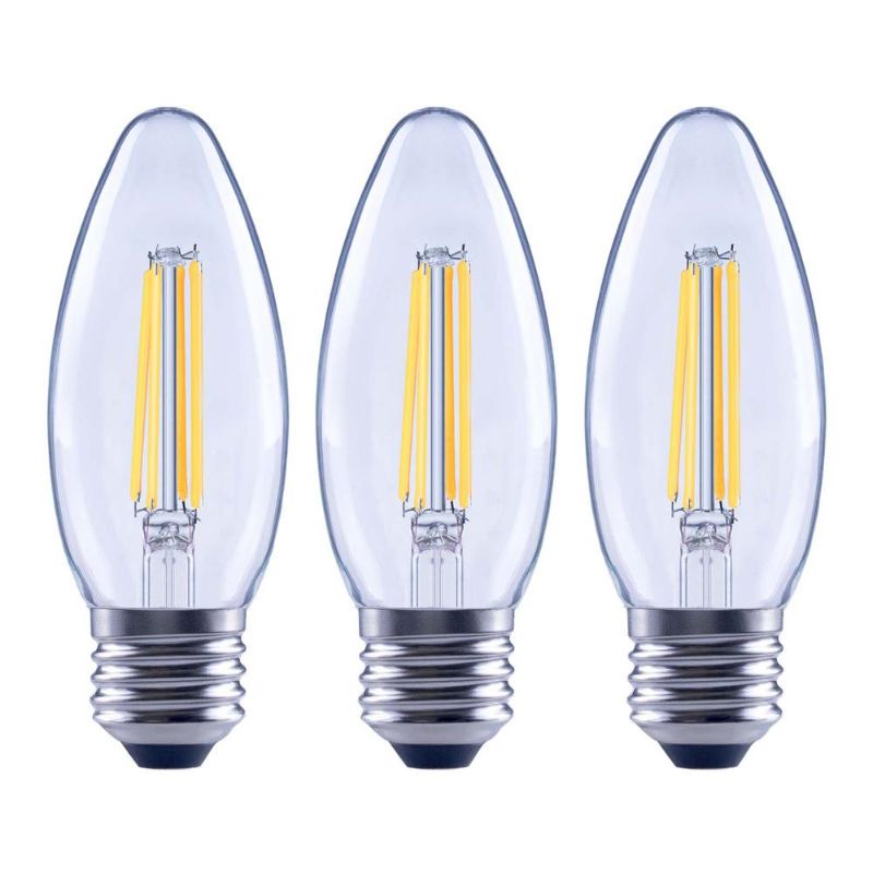 Photo 1 of 100 Watt Equivalent B11 Dimmable Blunt Tip E26 Medium Base Vintage Edison LED Light Bulb 2700K Soft White (3-Pack)