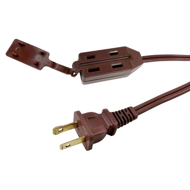 Photo 1 of 12 Ft. 16/2 Light Duty Indoor Multi-Outlet Extension Cord, Brown