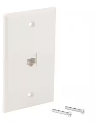 Photo 1 of 1-Gang White Ethernet Plastic Wall Plate