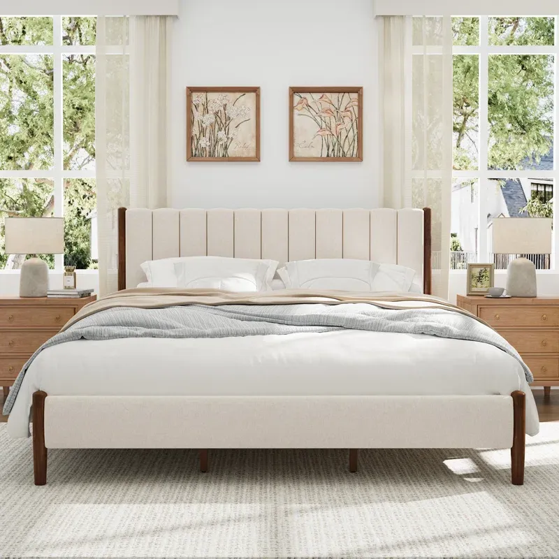 Photo 1 of Berger Upholstered Solid Wood Platform Bed