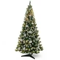 Photo 1 of Ayieyill 5 ft Pre-Lit Artificial Christmas Tree with 1000 Snow Sprayed Tips 300 LED Lights 36 Snowflakes Ornaments