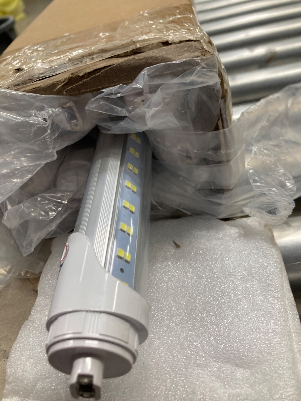 Photo 2 of 10 PCS-T8 T10 T12 LED Tube Light, 8 foot , 100W Rotate V Shaped, R17D/HO 8FT LED Bulb ,6000K Cold White, 14500LM, Clear Cover, (Replacement for F96T12/CW/HO 150W), Ballast Bypass,Dual-End Powered