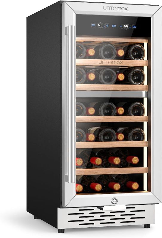 Photo 1 of 33 Bottles Wine Fridge Dual Zone Wine Cooler Refrigerator, 41-68? Freestanding Wine Cellar Built In for Red/White/Champagne, Temperature Memory Quiet Compressor Kitchen/Office, Stainless Steel
