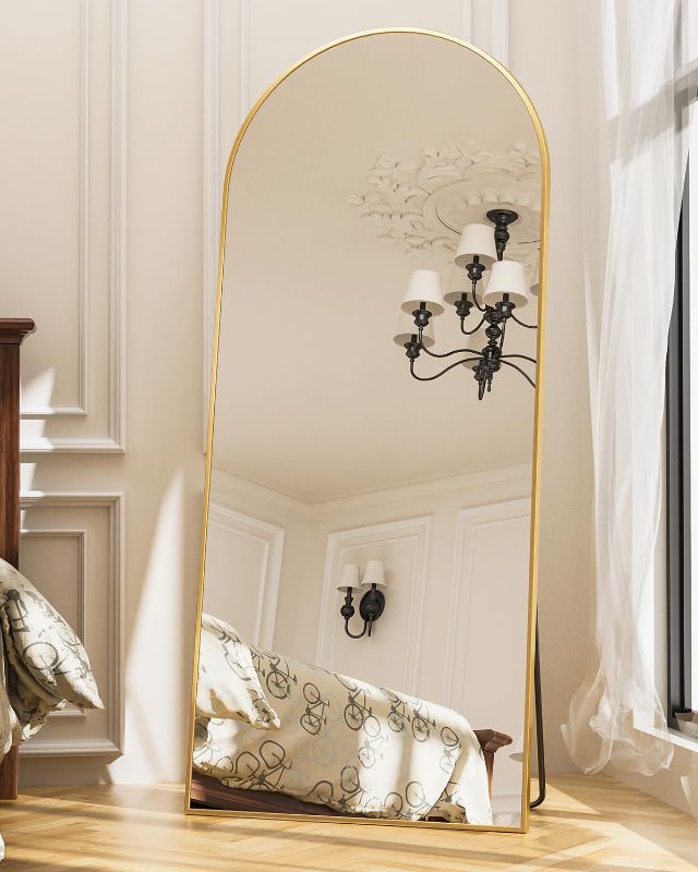 Photo 1 of Antok Arched Full Length Mirror, 71"x32" Arched Floor Mirror, Glassless Mirror Full Length with Stand, Floor Mirror Freestanding, Wall Mounted Mirror for Bedroom Living Room, Gold
