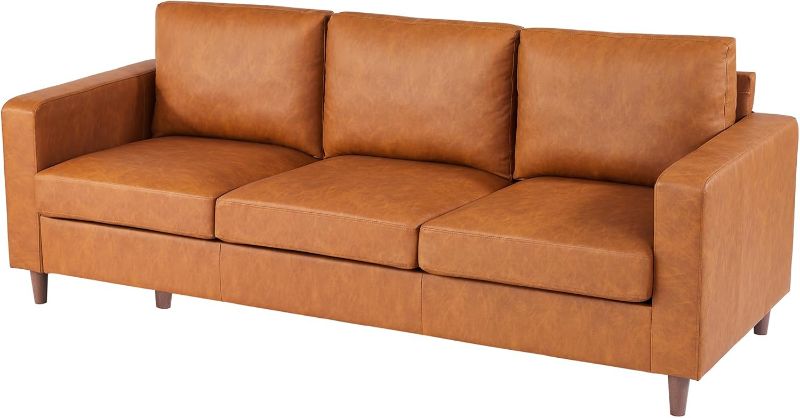 Photo 1 of Amazon Brand - Rivet Revolve Modern Sofa Couch, 80"W, Caramel Leather 