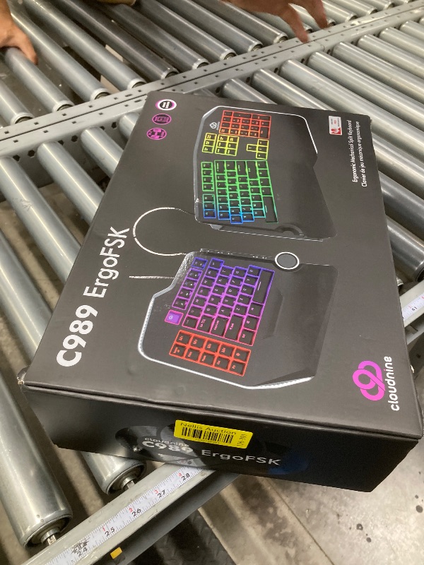 Photo 1 of Cloud Nine C989 Ergonomic Mechanical Keyboard for PC - Cherry MX Red Switches - RGB Light Up LED Backlit with USB - Ergo Split Key Board with Macro
