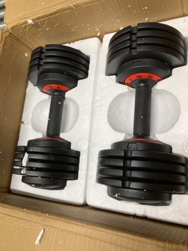 Photo 2 of AOTOB 25 lbs (Pair) Adjustable Dumbbell Set, Dumbbells Adjustable Weight with Anti-Slip Fast Adjust Turning Handle, Dumbbell Sets Adjustable for Men and Women, Dumbbells Pair for Home Gym Exercise