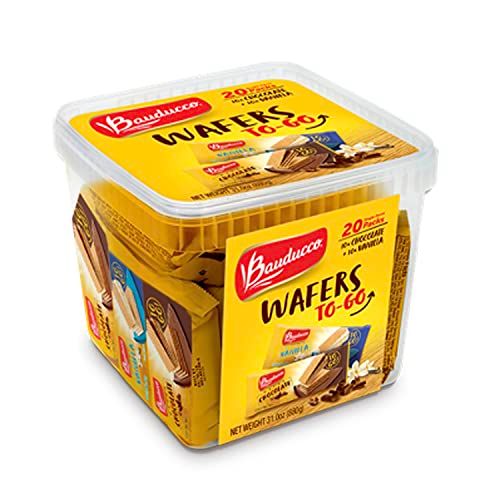 Photo 1 of Bauducco Wafers to-go Tub 28.2 Oz 20 Single-Serve Packs 10 Chocolate & 10 Vanilla Flavored Wafers
