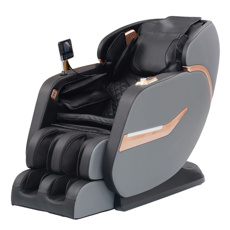 Photo 1 of 4D SL Track Zero Gravity Massage Chair Recliner with Calf and Foot Rollers, AI Voice Control, LCD Screen, Quick Access Buttons (Black)
