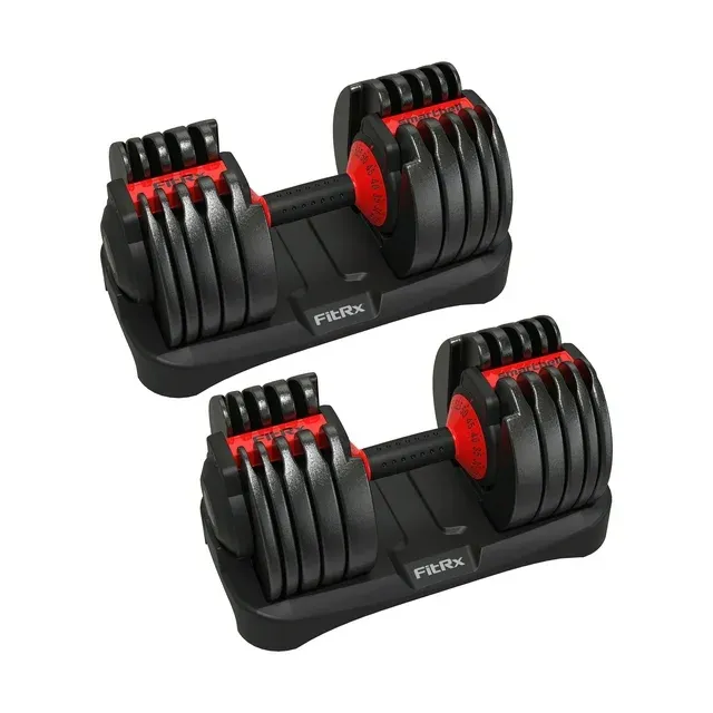 Photo 1 of (2 pack) FitRx SmartBell, Quick-Select Adjustable Dumbbell for Home Gym, 5-25 lbs. Weight, Black, Single