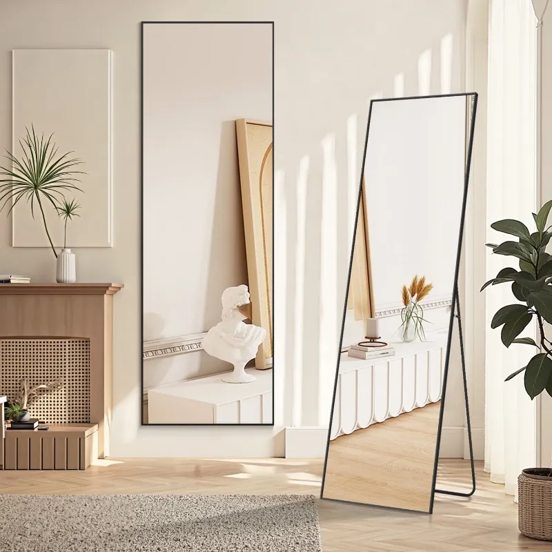 Photo 1 of  21" x 64" Black Modern Full Length Rectangular Floor Mirror