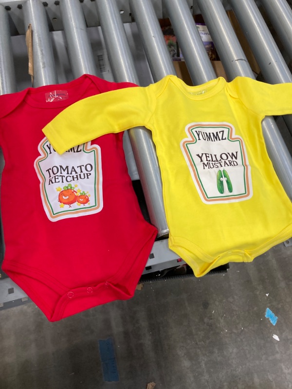 Photo 1 of AOUYOA Twins Baby Bodysuit boy Gift Girl Clothing Ketchup Mustard Baby Grows Bodysuit Vest Set Baby Twins Set
