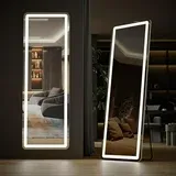 Photo 1 of BEAUTYPEAK 64" x 21" LED Arched Full Length Mirror Standing Floor Mirror,White