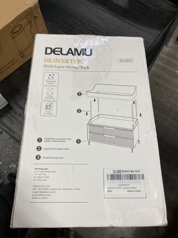 Photo 1 of Delamu 2-Tier 2-Drawer Bathroom Organizer Countertop, Multi-Purpose Makeup Organizer Countertop, Large Skincare Organizers, Exquisite Vanity Organizer, Amber