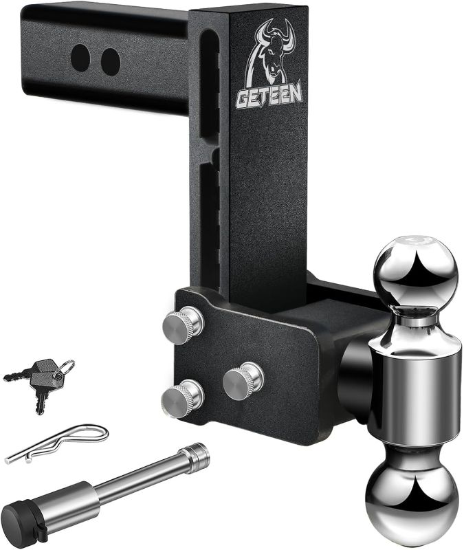 Photo 1 of Adjustable Trailer Hitch, Drop Hitch, Fits 2.5" Receiver, 7 Inch Drop/Rise, 2" x 2-5/16" Dual Ball Hitches for Trucks, 15,000 Lbs GTW
