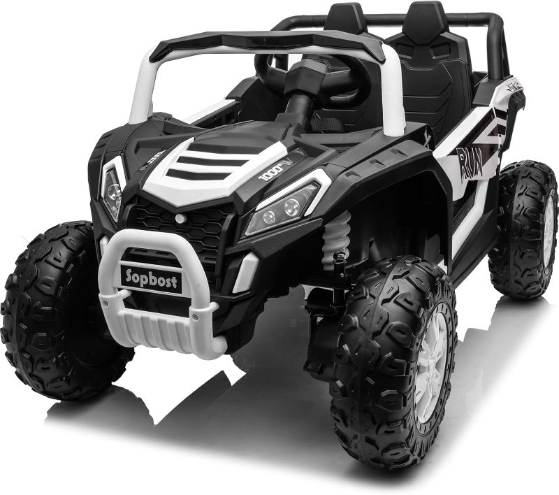 Photo 1 of 24V Kids Ride On Toy Car with Remote Control Side by Side Off-Road Vehicle 4WD Kids UTV Ride On Truck Car, EVA Tire Wheels, Music, Bluetooth, White