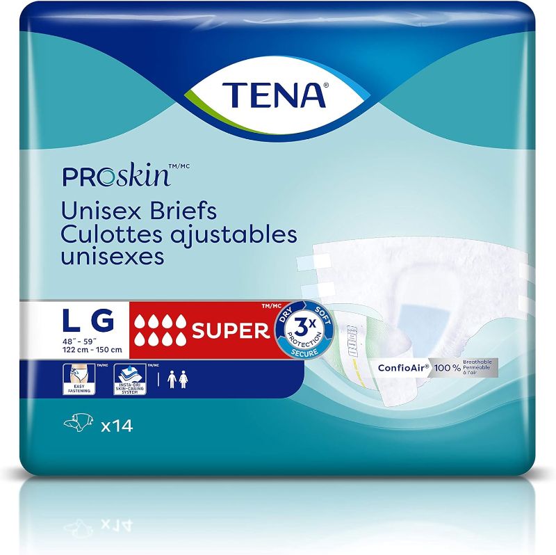 Photo 1 of 4 packs Tena ProSkin Unisex Incontinence Adult Diapers, Maximum Absorbency, Large, 14 ct