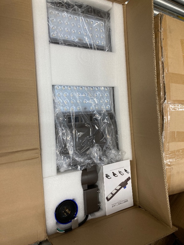 Photo 1 of LEDMO 300W LED Parking Lot Light 36000LM 5000K Adjustable Slip Fit Mount Security Light with Dusk-to-Dawn Photocell IP65 Waterproof LED Stadium Flood Light for Garage, Yard, Street 2 Pack