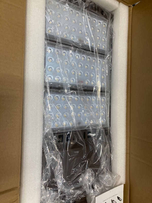 Photo 1 of LEDMO 300W LED Parking Lot Light 36000LM 5000K Adjustable Slip Fit Mount Security Light with Dusk-to-Dawn Photocell IP65 Waterproof LED Stadium Flood Light for Garage, Yard, Street 2 Pack