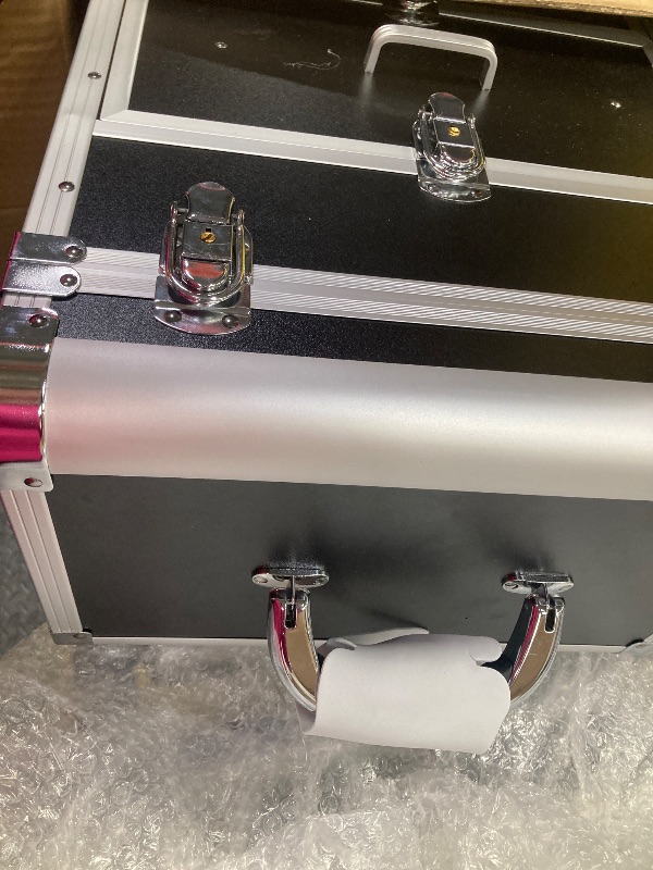 Photo 1 of Adazzo Professional Rolling Makeup Train Case with Drawers, Large Cosmetic Trolley with Locks, Cosmetics Storage Organizer Make up Case for Travel Makeup/Nail Art/Hair Styling, Matte Black