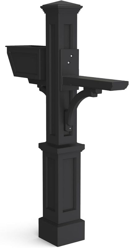 Photo 1 of 
Mayne Inc. Westbrook Plus Mail Post - Black - 40.5in L x 8in W x 56.5in H - Standard Post, Arm Plus & Planter (5830-B)