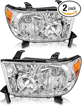 Photo 1 of AS Headlights Assembly Compatible 2007 2008 2009 2010 2011 2012 2013 Toyota Tundra (W/o Headlight Leveling Models) /2008-2017 Toyota Sequoia Headlamp (12-14 Models Without Headlight Washer)