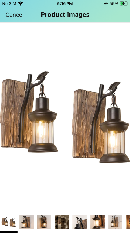 Photo 1 of 2Pcs Rustic Wooden Wall Light Fixtures, Black Finish Indoor Vintage Wall Sconce Industrial Lamp Fixture Glass Shade Farmhouse Metal Sconces Wall Lighting for Bedroom Living Room Cafe