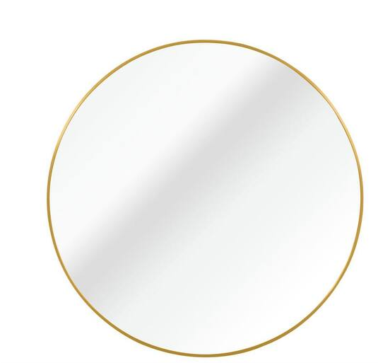 Photo 1 of 39 in. W x 39 in. H Round Framed Hook Wall Bathroom Vanity Mirror in Gold


