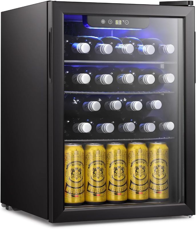 Photo 1 of Antarctic Star 24 Bottle Wine Cooler/Cabinet Beverage Refrigerator Small Mini Wine Cellar Beer Soda Clear Glass Door Bar Fridge Quiet Operation Compressor Adjust Temp Control Freestanding, 2.4 Cu. ft