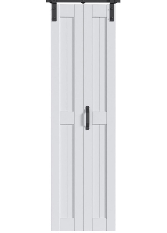 Photo 1 of Bifold Barn Door 28 x 84 in (Double 14 inch)?Bi-fold Sliding Closet Doors with Hardware Track kit Included, 2.6ft Rail for 2 Doors, MDF Wood Panel,PVC Surface, Save Space,DIY Assembly, White