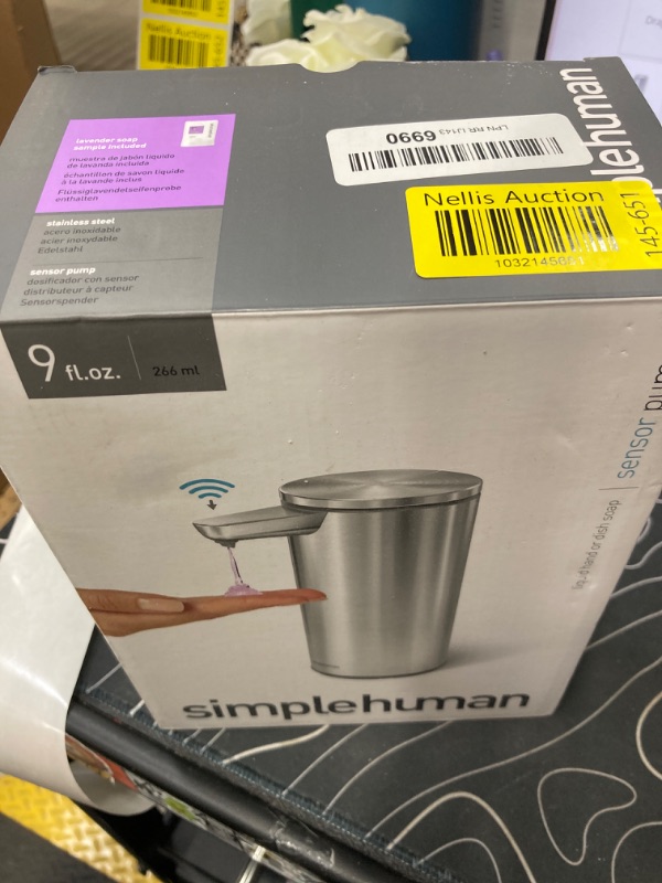 Photo 2 of ***MISSING A CHARGER*** simplehuman 9 oz. Touch-Free Automatic Rechargeable Sensor Pump, Brushed Stainless Steel, 2024 Model