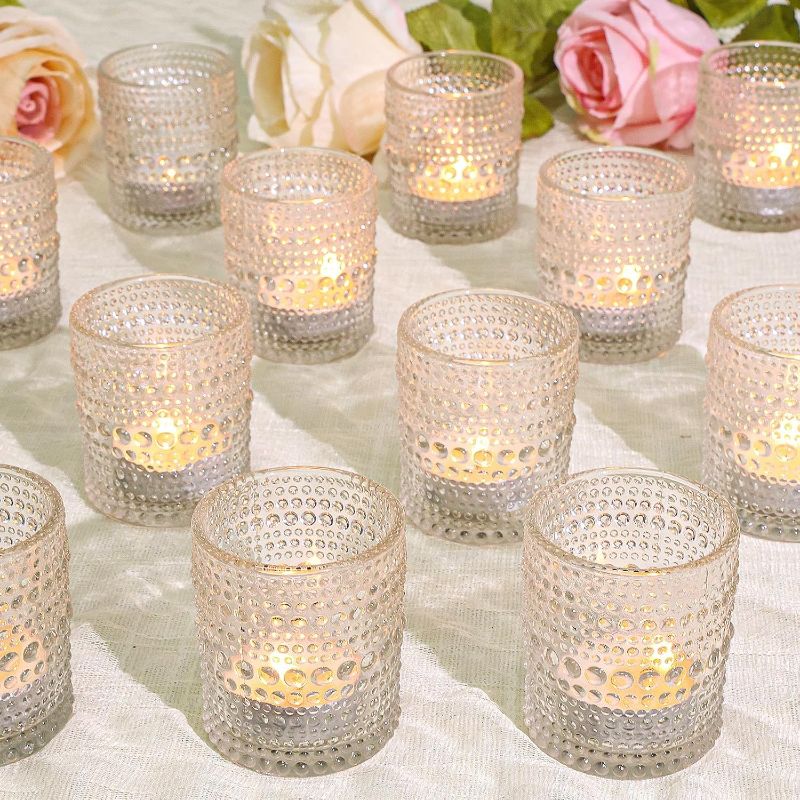 Photo 1 of 24 Pcs Votive Candle Holders, Clear Glass Candle Holders Bulk for Table Centerpiece, Tea Lights Candle Holders for Wedding Shower, Party and Home Decor
