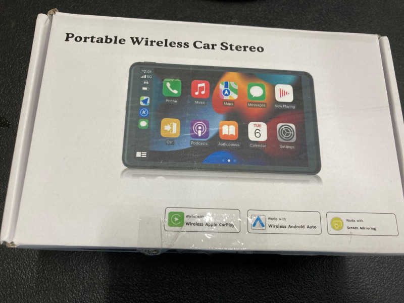 Photo 2 of ?Hieha? 2024 Newest Wireless Portable Carplay and Android Auto, Carplay Screen for Car with Mirror Link/AUX/FM,7" Touchscreen Bluetooth 5.0, Potable Car Stereo with?car accessories