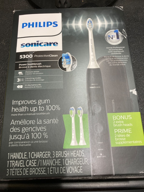 Photo 2 of **2 BRUSH HEADS ARE MISSING *****Philips Sonicare Hx6423/34 ProtectiveClean 5300 Rechargeable Electric Toothbrush, Black