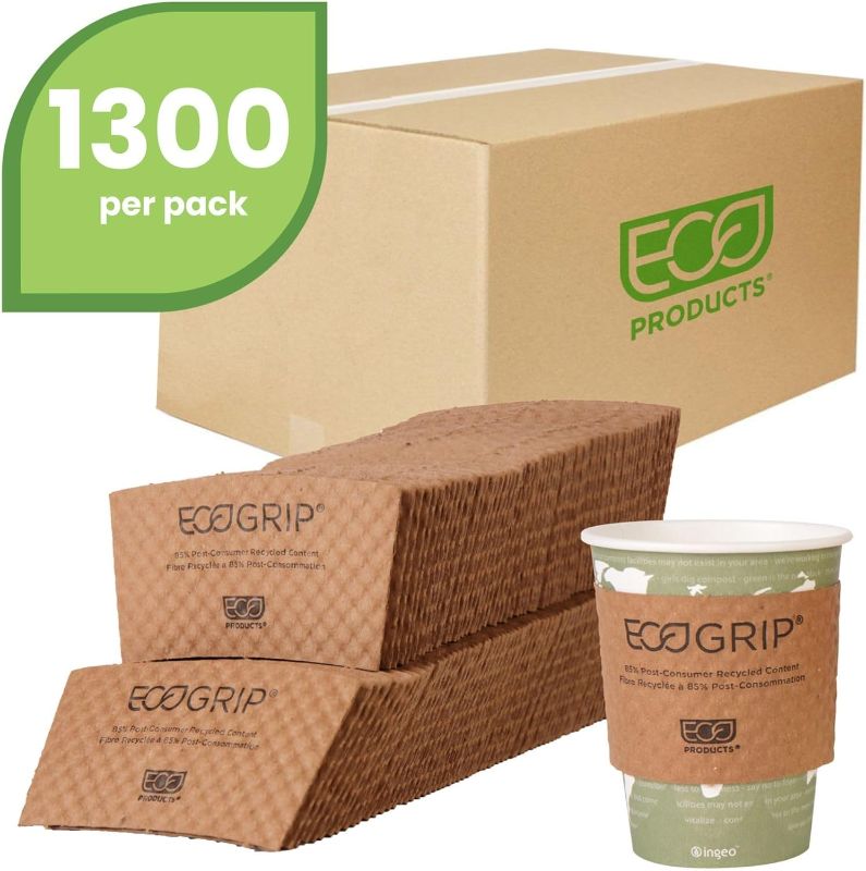 Photo 1 of 
ECO PRODUCTS Recycled Coffee Cup Sleeves, Case Of 1300, Fits 10-20oz Hot Cups, Compostable, 100% Recycled Content With Up To 85% Post-Consumer Waste

