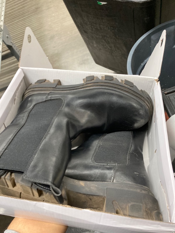 Photo 2 of **see notes** DREAM PAIRS Women's Platform Chelsea Boots Lug Sole Combat Mid Calf Slip On Chunky Ankle Booties,Size 9,Black/Pu,DMB212