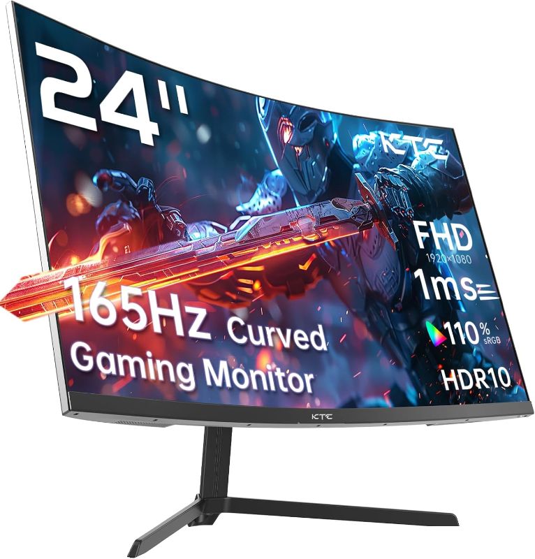 Photo 4 of 
KTC 24 inch 1500R Curved Gaming Monitor 165Hz 1ms FHD 1080p VA Tilt Adaptive Sync HDR 110% sRGB DP/HDMI,VESA for Gaming Home Office Business PS5 PC Monitors