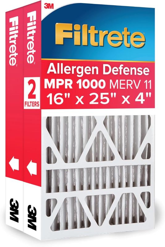 Photo 2 of 
Filtrete 16x25x4, AC Furnace Air Filter, MPR 1000 DP, Micro Allergen Defense Deep Pleat, 2-Pack (actual dimensions 15.88 x 24.56 x 4.31)