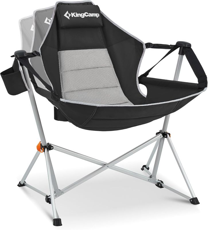 Photo 1 of 
KingCamp Hammock Camping Chair, Aluminum Alloy Adjustable Back Swinging Chair, Folding Rocking Chair with Pillow Cup Holder, Recliner for Outdoor Travel...