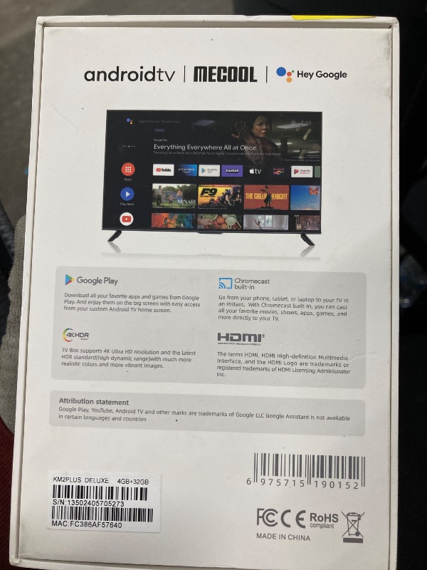 Photo 3 of Android TV Box 11.0, MECOOL KM2 Plus Deluxe Smart TV Box 4GB 32GB Certification Netflix, Google Assistant Dolby Atmos Vision, Compatible with AV1 HDR 4K 2.4G 5.0G WiFi6 BT5.0 Amlogic S905X4