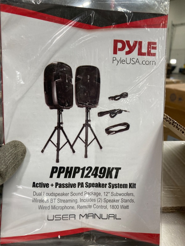 Photo 3 of ****1 SPEAKER ONLY*** Pyle Wireless Portable PA System - 1800W High Powered Bluetooth Compatible Active + Passive Pair Outdoor Sound Speakers w/ USB SD MP3 AUX - 35mm Mount