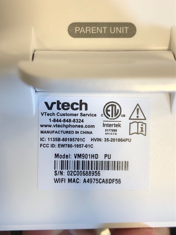 Photo 5 of ***untest for camera and monitor connection*** VTech Upgraded Smart WiFi Baby Monitor VM901