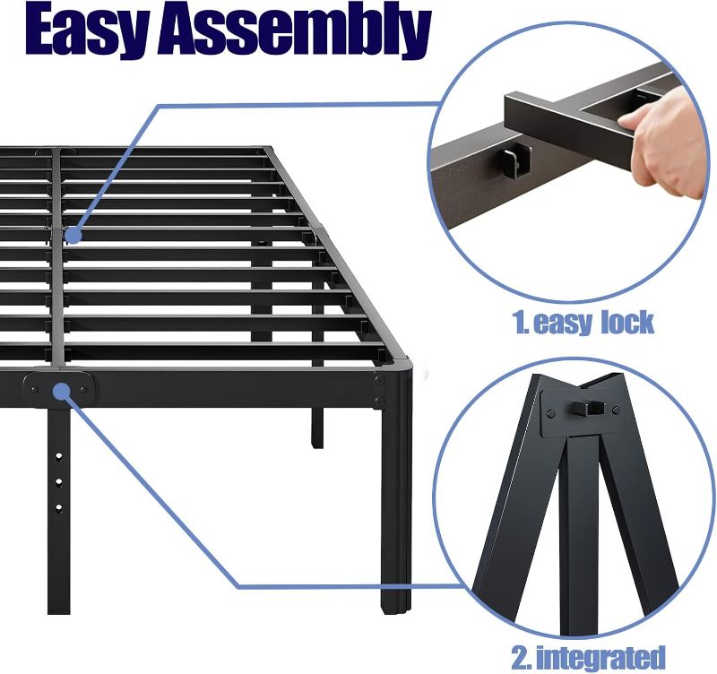 Photo 1 of ****SIMILAR**/*Hunlostten 14in High Queen Bed Frame No Box Spring Needed, Heavy Duty Metal Platform Bed Frame Queen Size with Round Corners, Easy Assembly, Noise Free, Black