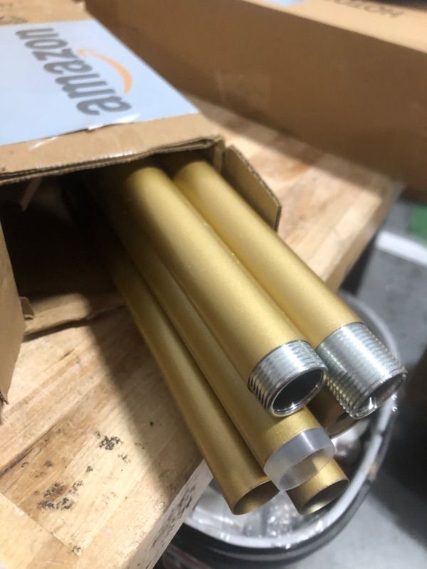 Photo 3 of ***USED***VOIIY 2 Pack Gold Curtain Rods for Windows 18 to 45 Inch(1.5-3.75 Feet),1" Diameter Drapery Rods with Modern Style End Cap Finials,Size:18-45 Inch