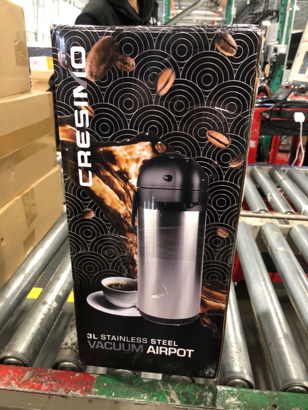 Photo 2 of 101 oz (3L) Airpot Thermal Carafe / Lever Action / Stainless Steel Thermos / 12