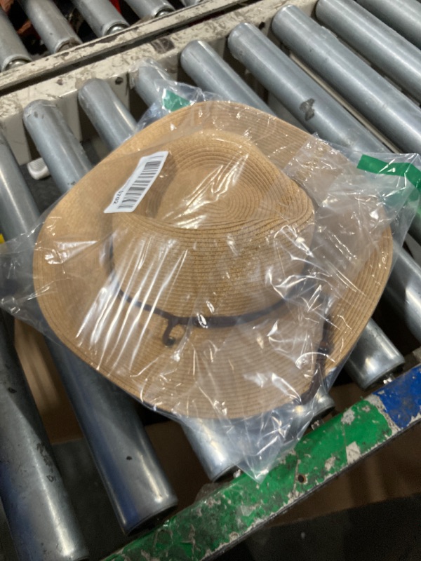 Photo 1 of FURTALK Womens Summer Straw Sun Hats Wide Brim Panama Fedora Beach Hat with Wind Lanyard UPF 80+ Khaki